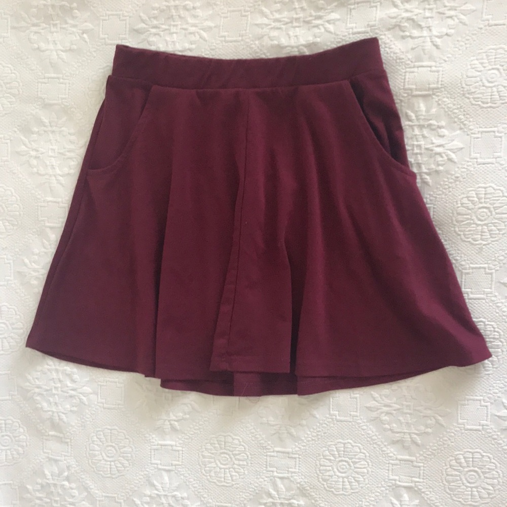 ***Maroon Cotton On Circle Skirt with Pockets***